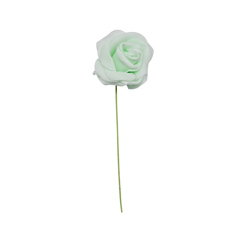 24 pçs 7cm branco rosa artificial pe espuma rosa flor decoração de casamento buq
