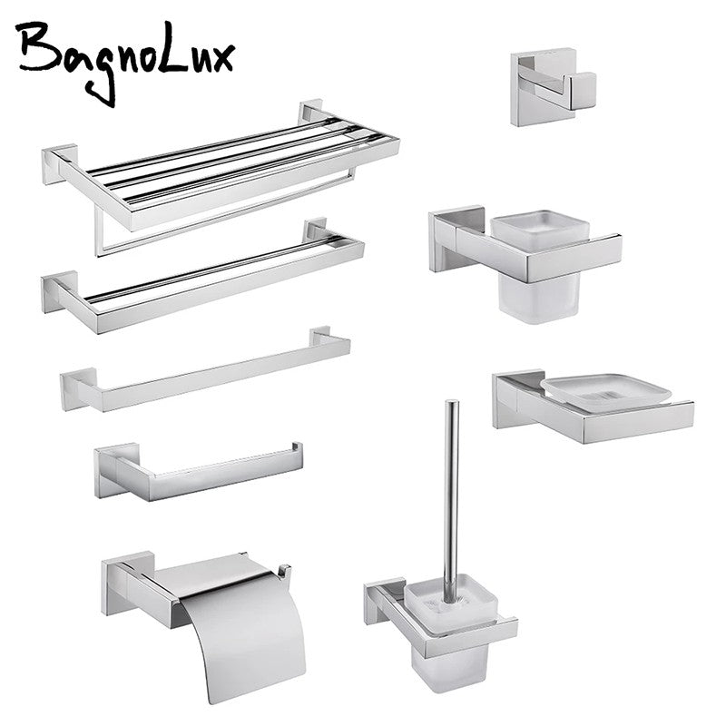 Polido chrome wall-mounted aço inoxidável roupas gancho suporte de papel higiêni