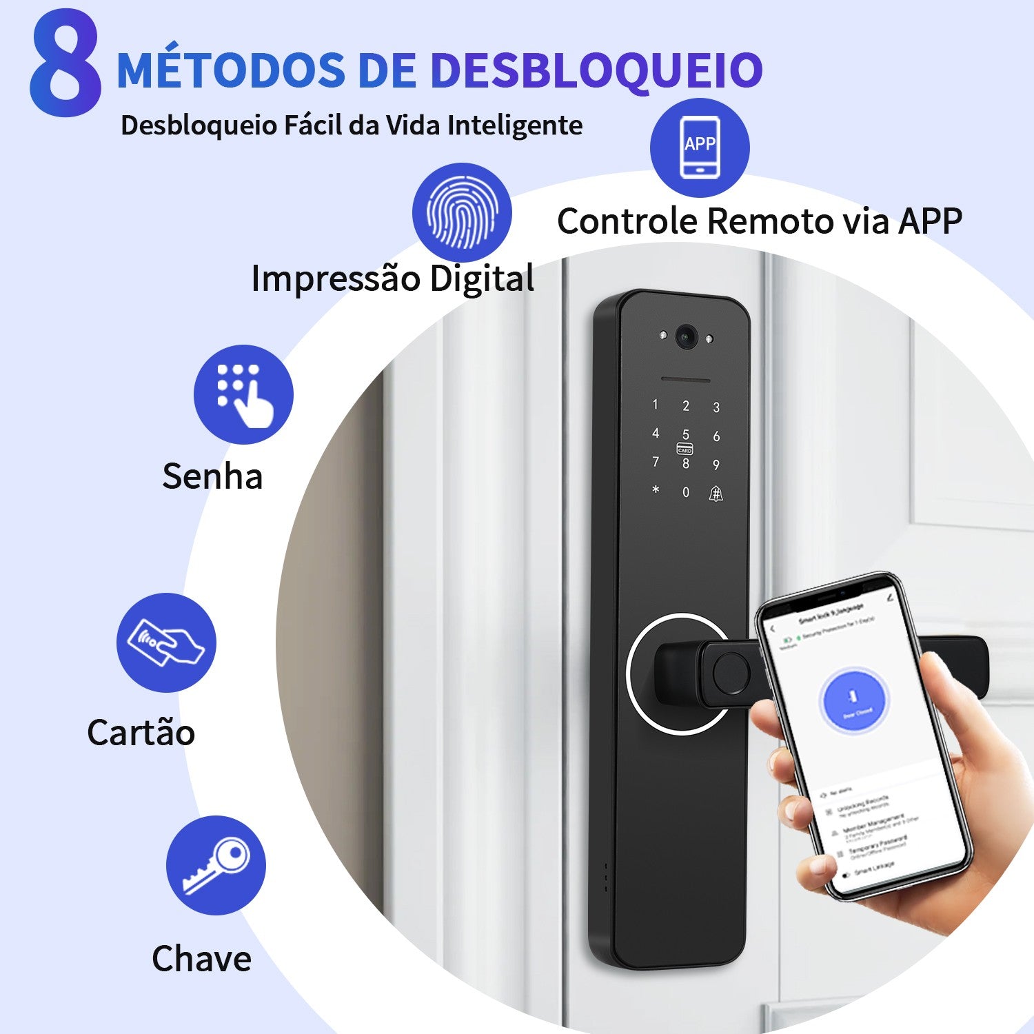 Faça Brasil Tuya Wifi fechadura eletrônica digital com câmera brasil frete gráti