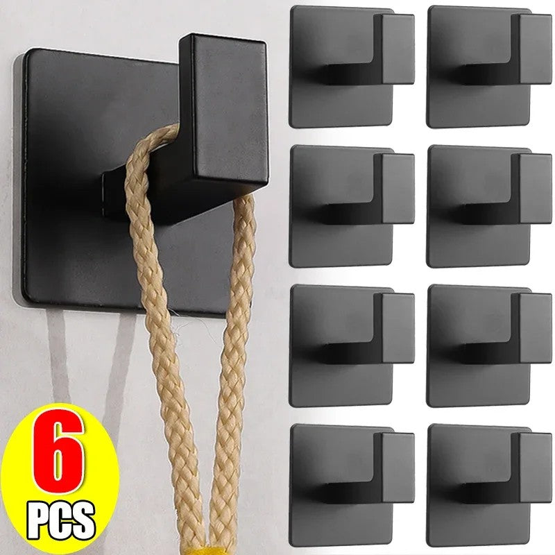 1/6 pçs forte auto-adesivo ganchos de parede chaves saco chuveiro robe pendurado