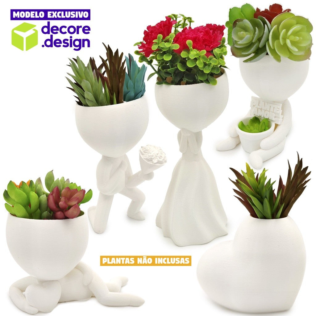 Vaso Suculenta Robert Plant Bob - Kit Com 5 Vasos Suculentas - KIT 3 - EXCLUSIVO