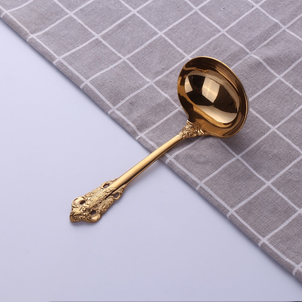 1 pçs conjunto de talheres de ouro luxo vintage ocidental talheres aço inoxidáve
