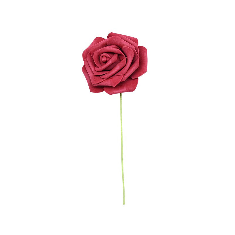 24 pçs 7cm branco rosa artificial pe espuma rosa flor decoração de casamento buq