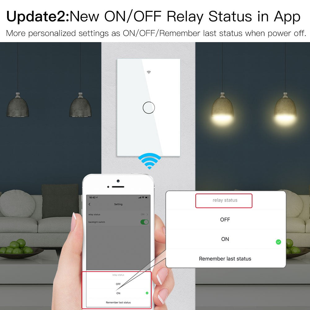 Novo interruptor de luz inteligente wi-fi rf433 sem fio neutro único fogo vida i