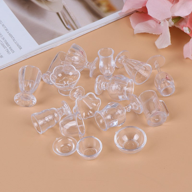 17 pçs/set mini utensílios de cozinha transparentes brinquedo copos prato talher
