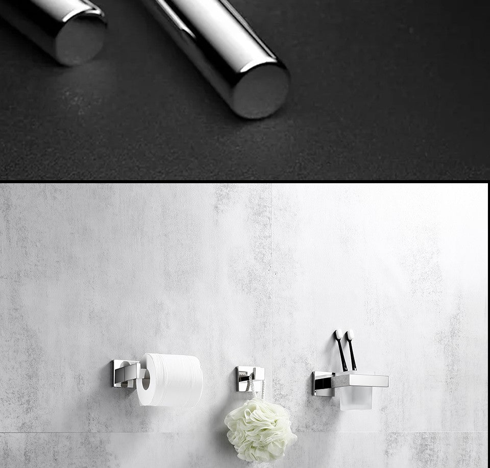 Polido chrome wall-mounted aço inoxidável roupas gancho suporte de papel higiêni