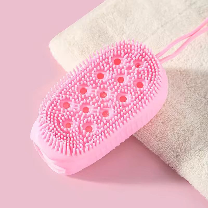 Escova de Silicone Dupla Face para Esfoliação, Massageador Corporal Macio para B