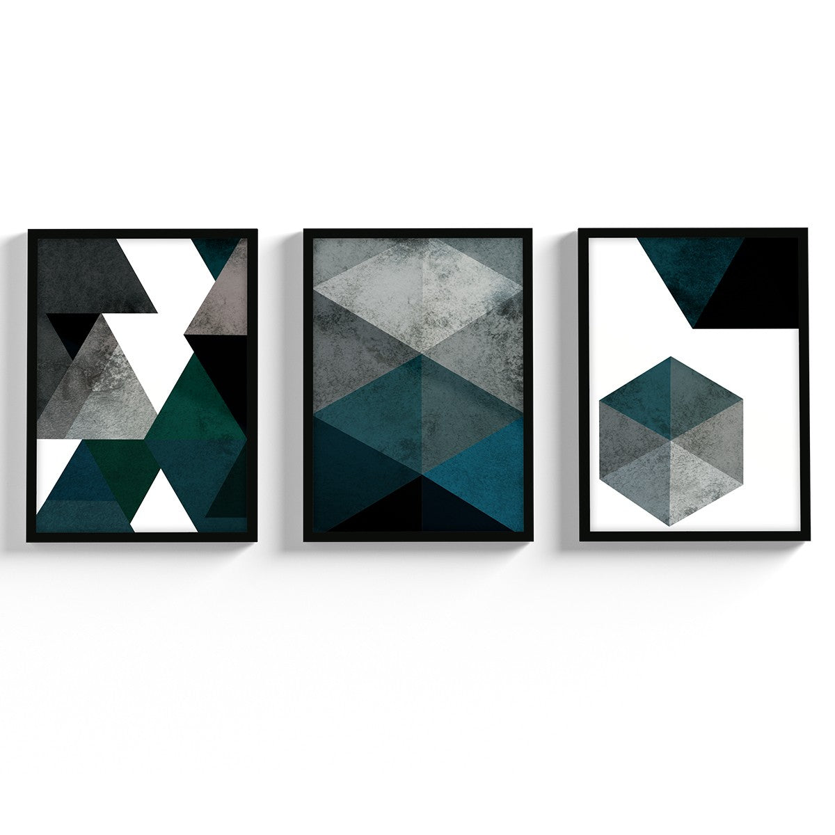 Kit Quadros Decorativo Sala Geométrico Moldura Vidro Quarto