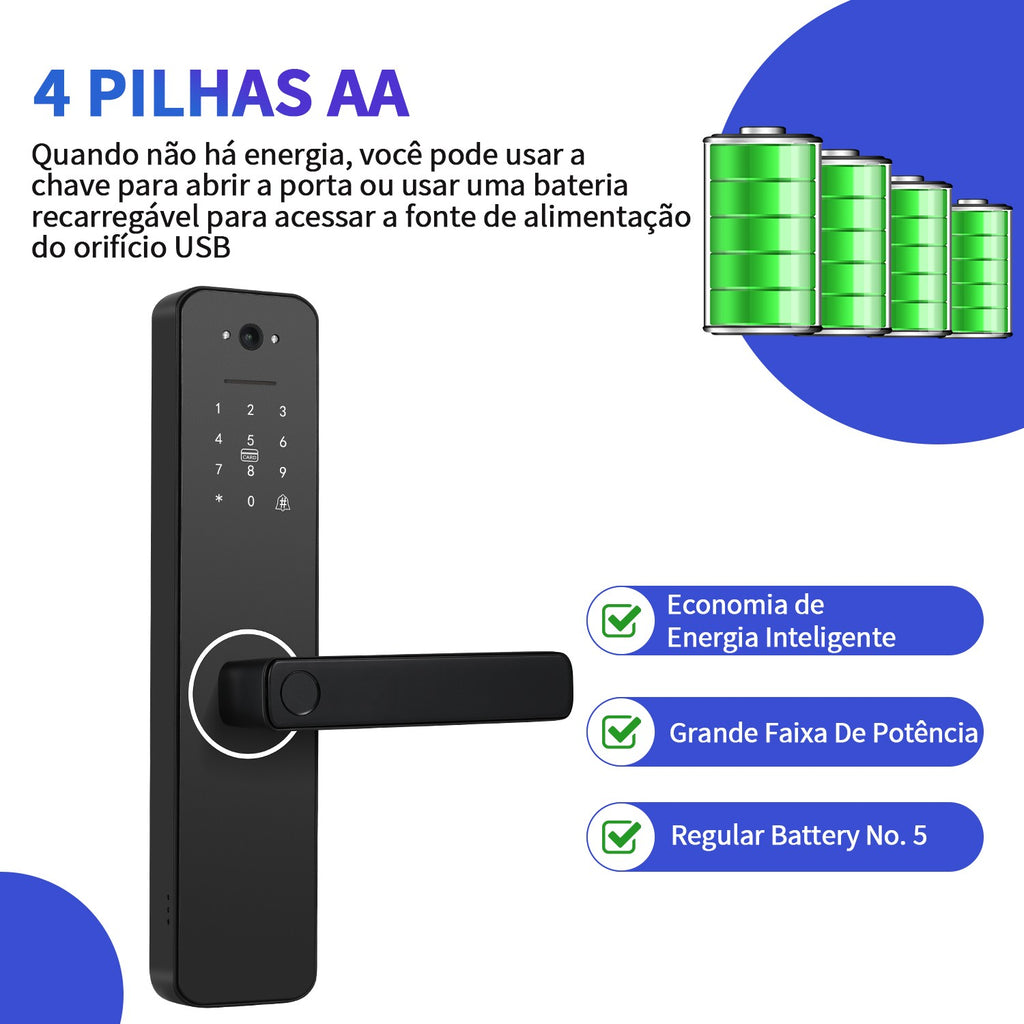 Faça Brasil Tuya Wifi fechadura eletrônica digital com câmera brasil frete gráti