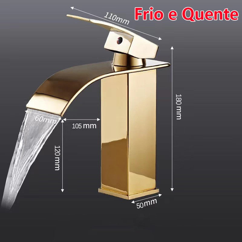 Torneira de Cozinha Moderna Cascata Bico Curvo Dourado Envio Rápido São Paulo