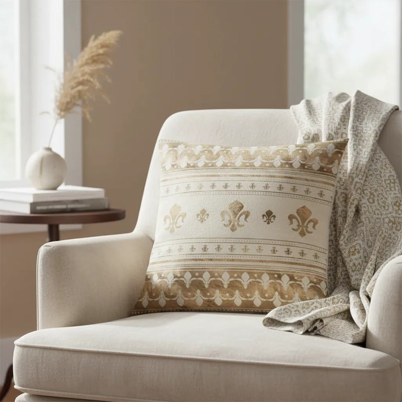 Capa Almofada Cushion Cover 45x45 Unilateral Verso Bege