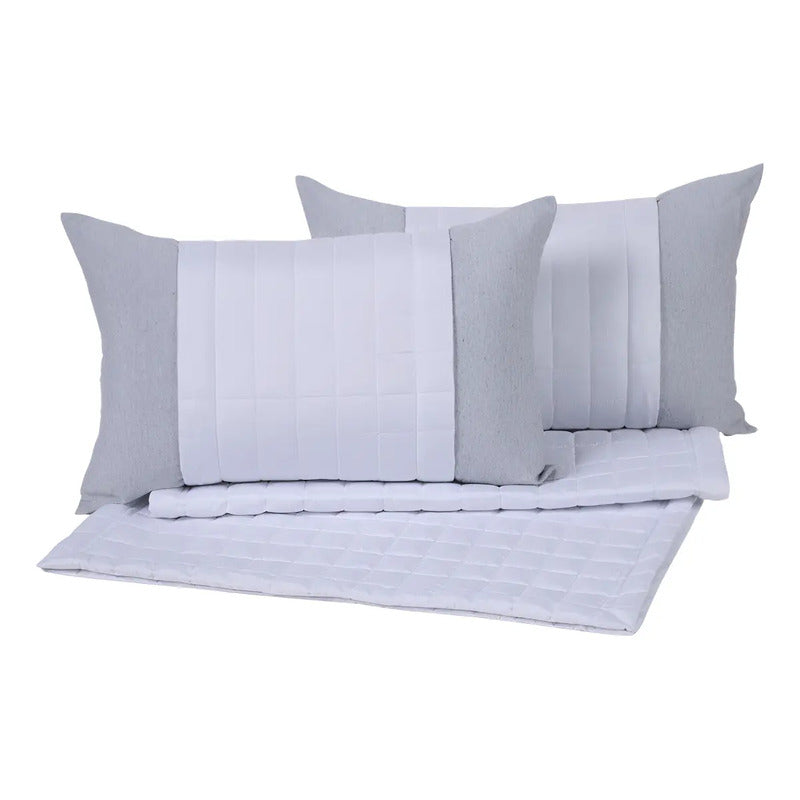 Peseira Copacabana King Percal 300 Fios + 2 Almofadas Cheias Cor Branco Desenho Matelado