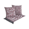 Kit Peseira Grécia 5 Peças Queen Jacquard Almofadas Cheias Cor Vinho Desenho Geométrico
