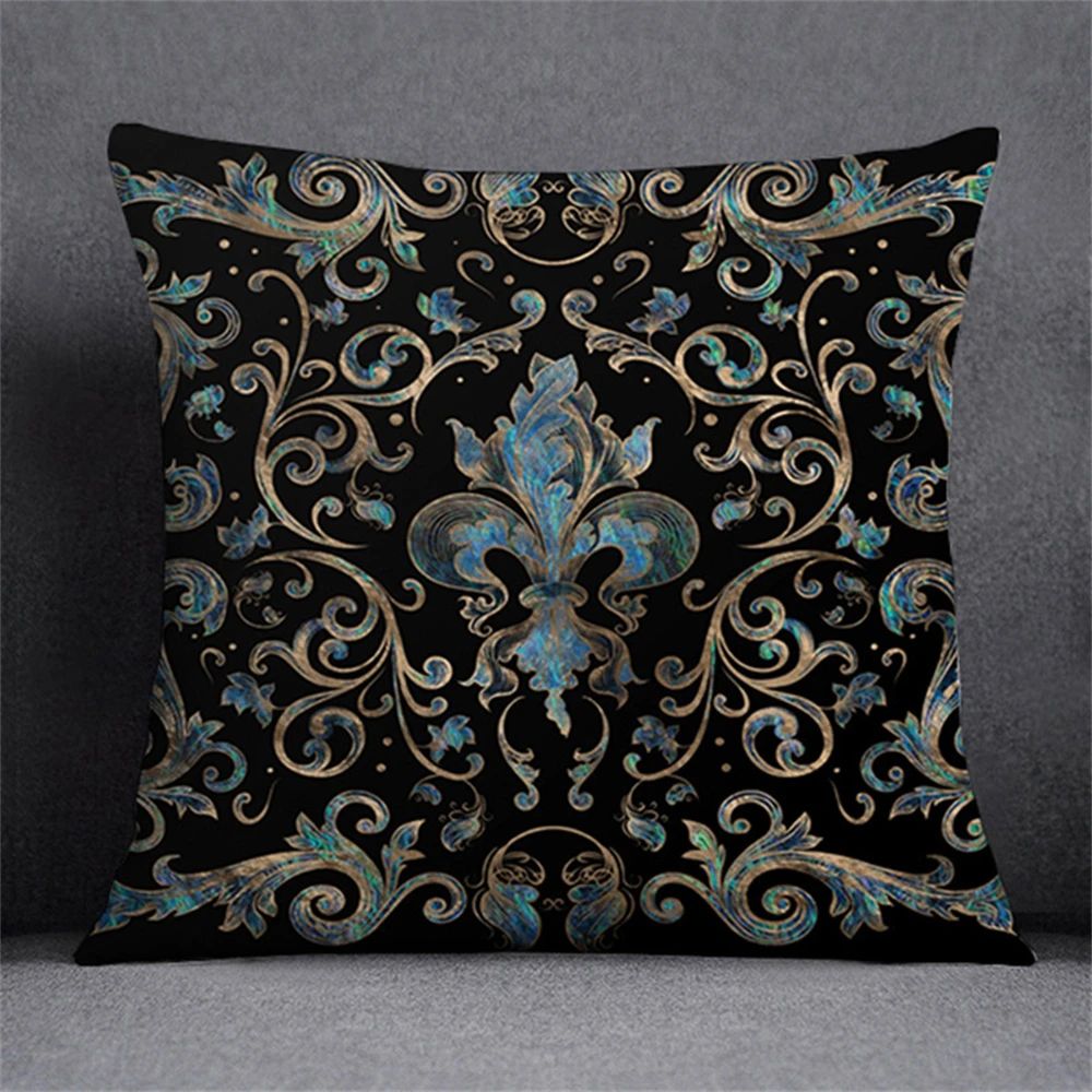Preto ouro design elegante capa de almofada planta simétrica fronha casa carro t