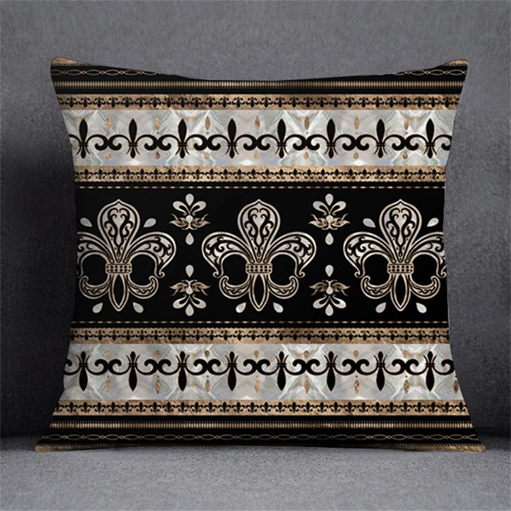 Preto ouro design elegante capa de almofada planta simétrica fronha casa carro t