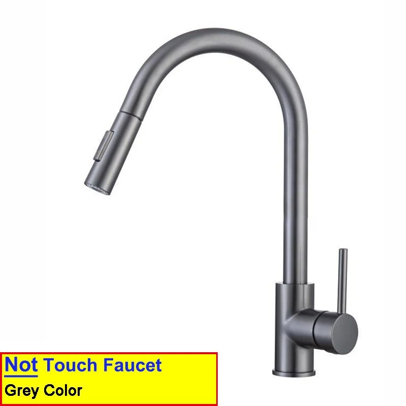 Quente e frio toque torneira da cozinha de aço inoxidável pull out torneira mist