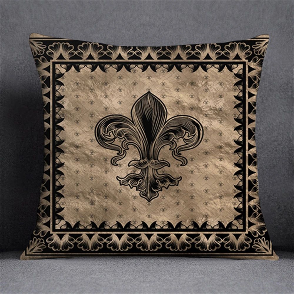 Preto ouro design elegante capa de almofada planta simétrica fronha casa carro t