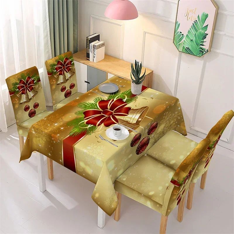 Toalha de mesa de jantar de natal à prova d'água, presentes de natal, capa de ca