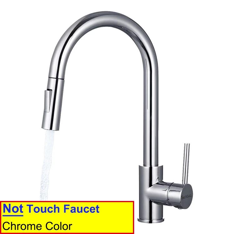 Quente e frio toque torneira da cozinha de aço inoxidável pull out torneira mist