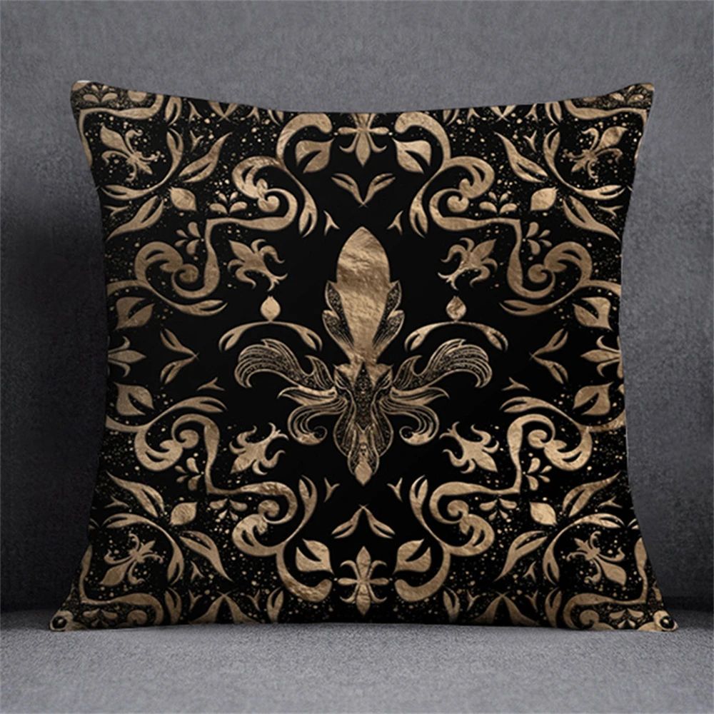 Preto ouro design elegante capa de almofada planta simétrica fronha casa carro t