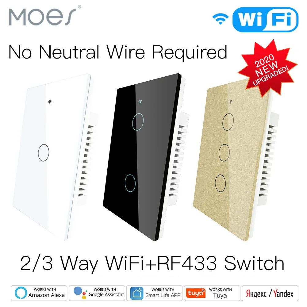 Novo interruptor de luz inteligente wi-fi rf433 sem fio neutro único fogo vida i
