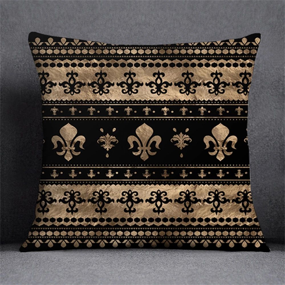 Preto ouro design elegante capa de almofada planta simétrica fronha casa carro t