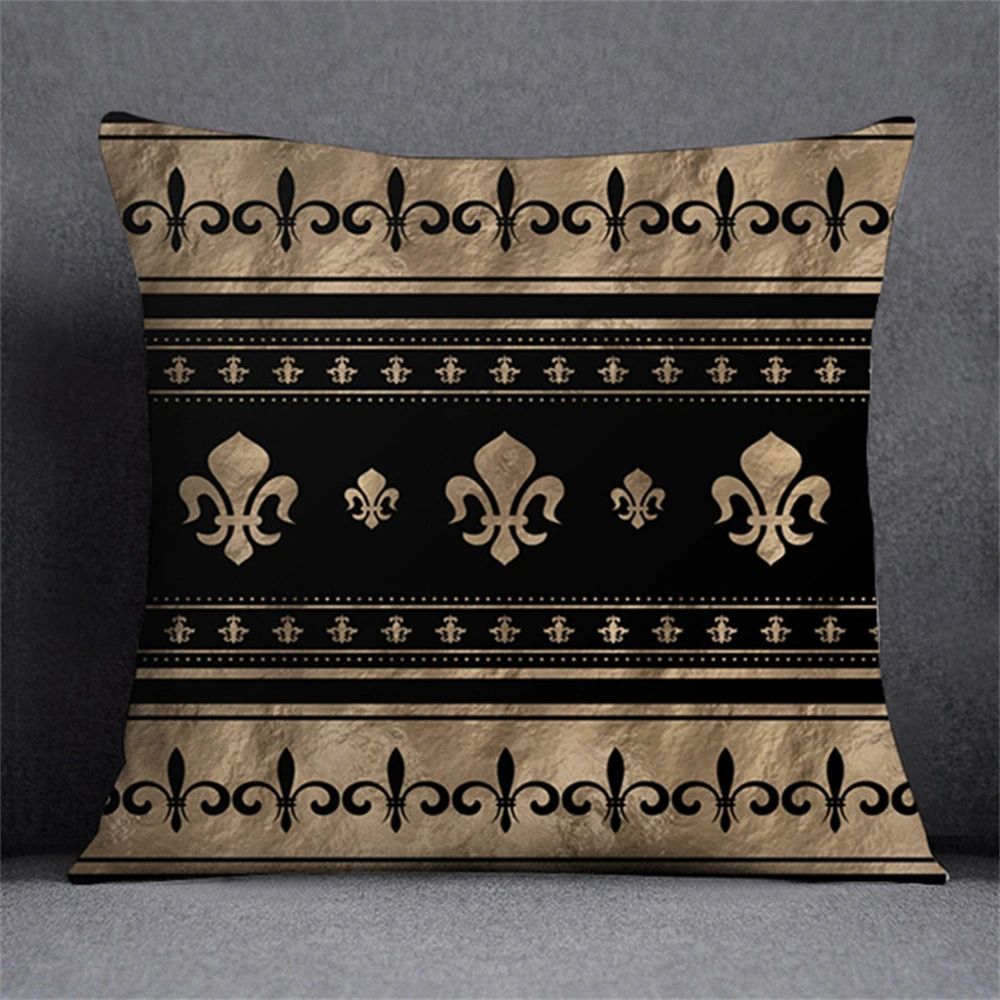 Preto ouro design elegante capa de almofada planta simétrica fronha casa carro t