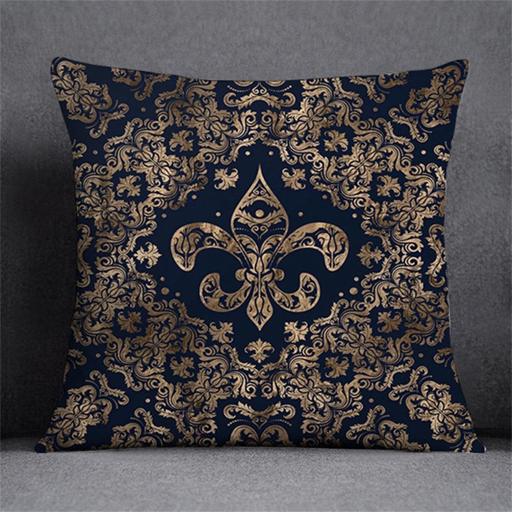 Preto ouro design elegante capa de almofada planta simétrica fronha casa carro t