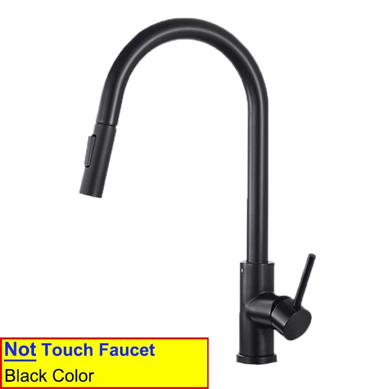 Quente e frio toque torneira da cozinha de aço inoxidável pull out torneira mist