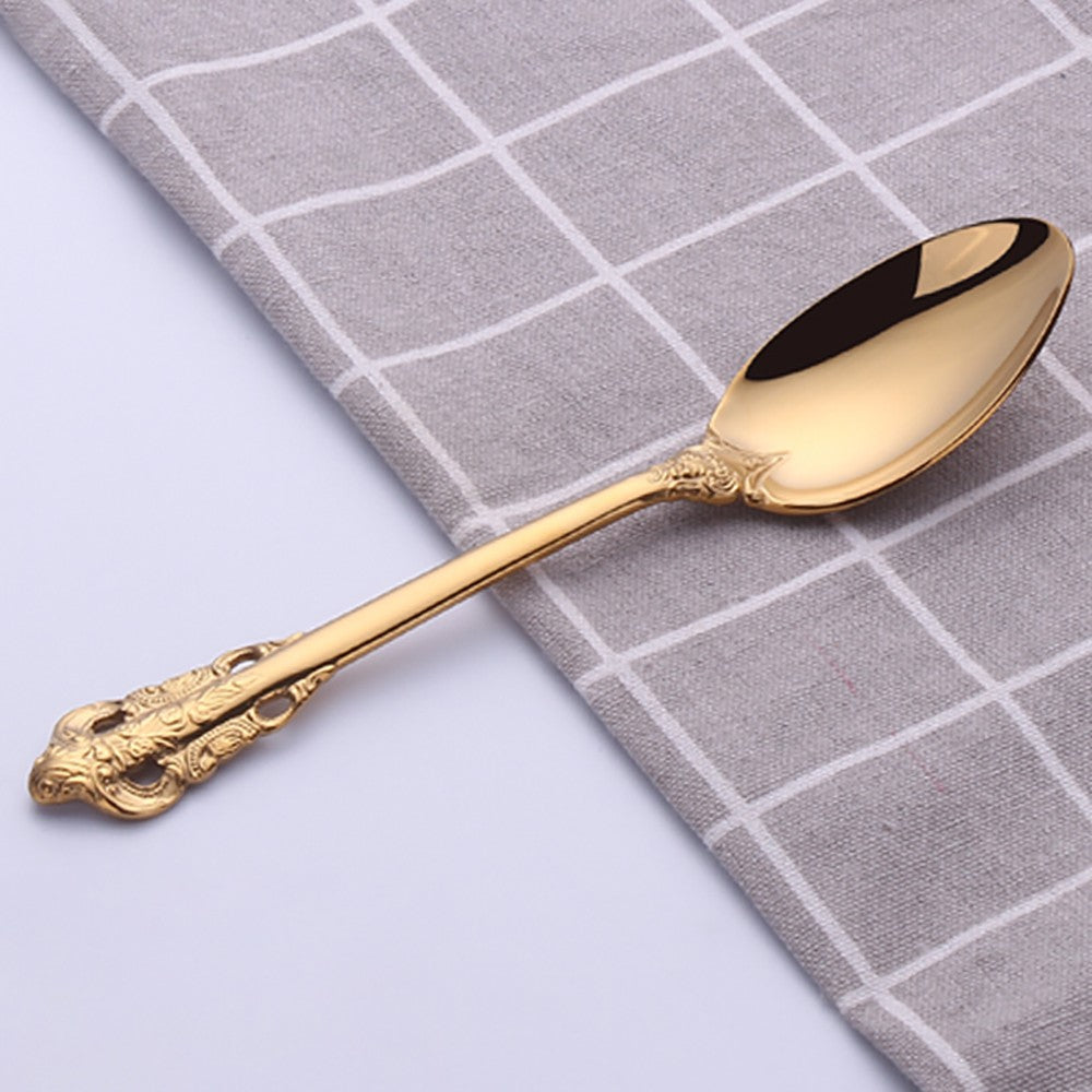 1 pçs conjunto de talheres de ouro luxo vintage ocidental talheres aço inoxidáve