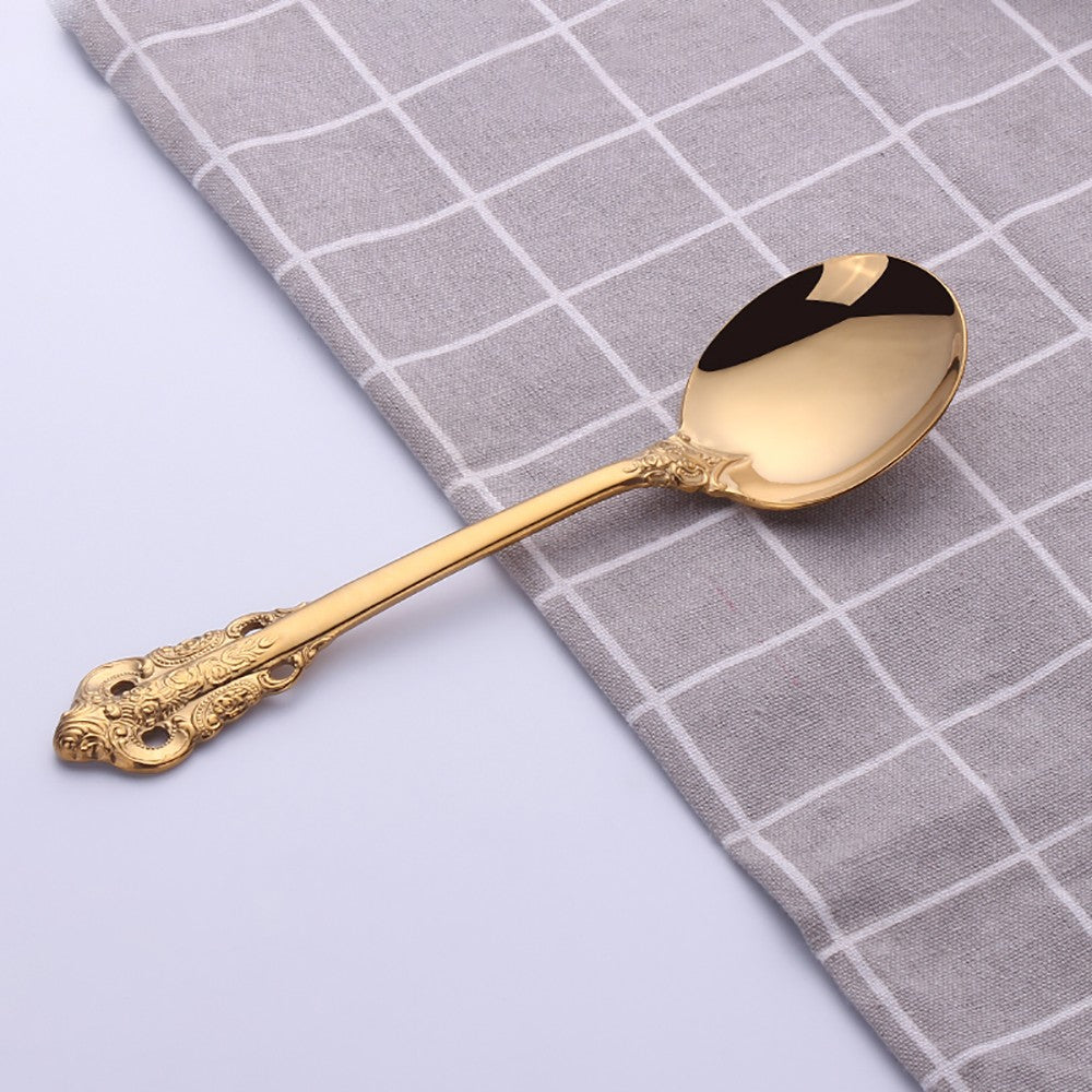 1 pçs conjunto de talheres de ouro luxo vintage ocidental talheres aço inoxidáve