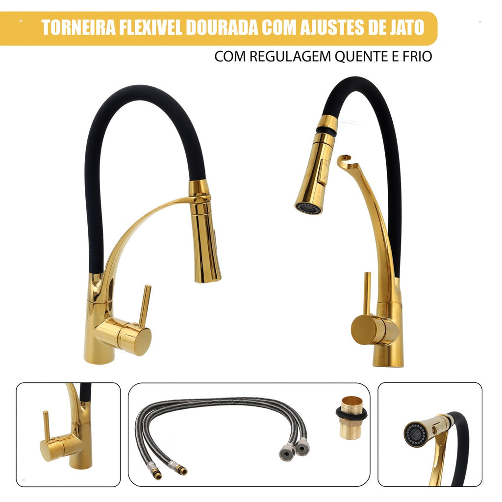 Amg Group Torneira Monocomando Para Cozinha Gourmet Fria Pull Down