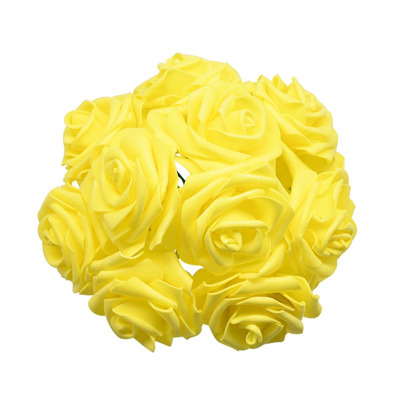 24 pçs 7cm branco rosa artificial pe espuma rosa flor decoração de casamento buq