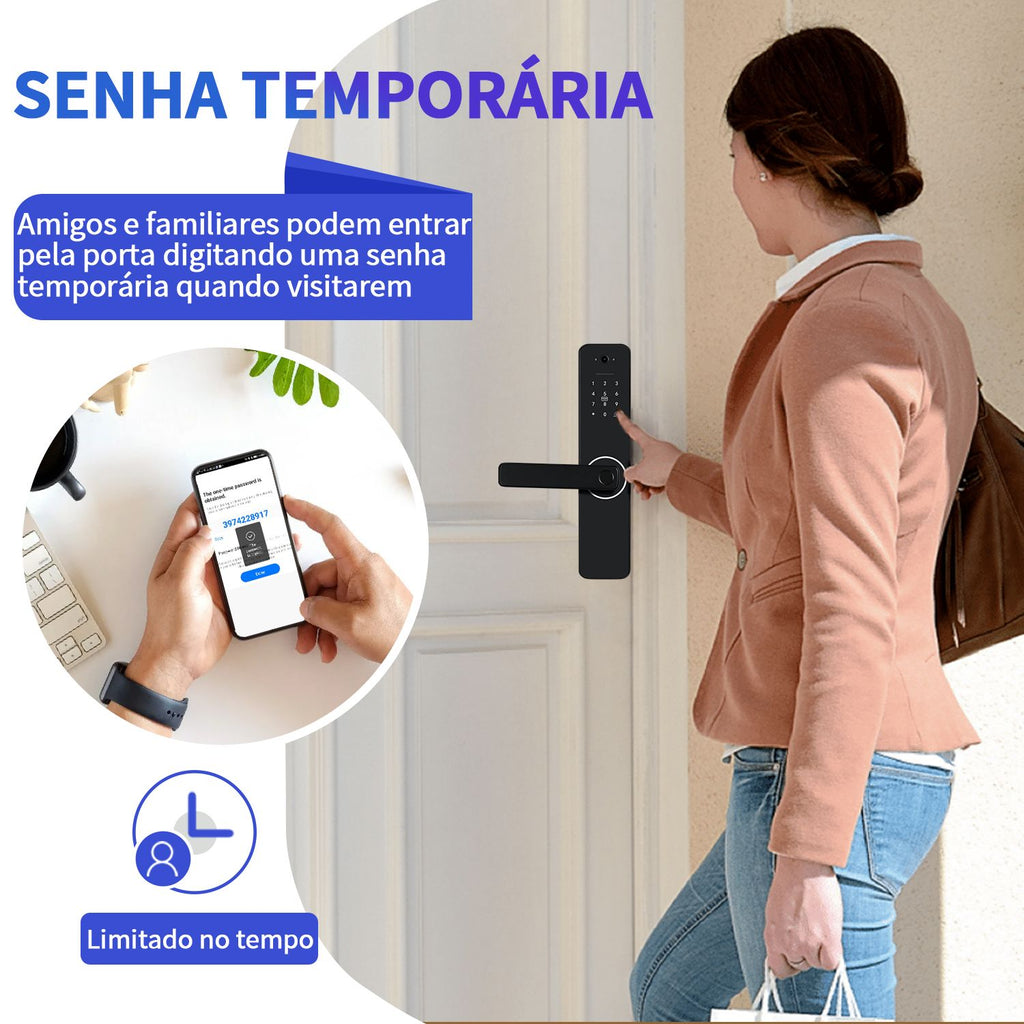 Faça Brasil Tuya Wifi fechadura eletrônica digital com câmera brasil frete gráti