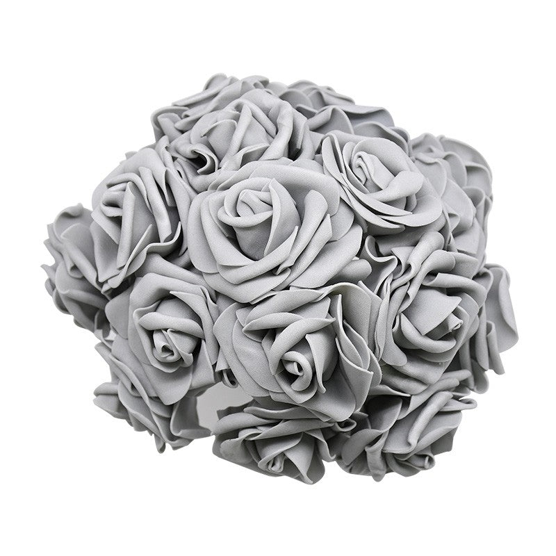 24 pçs 7cm branco rosa artificial pe espuma rosa flor decoração de casamento buq