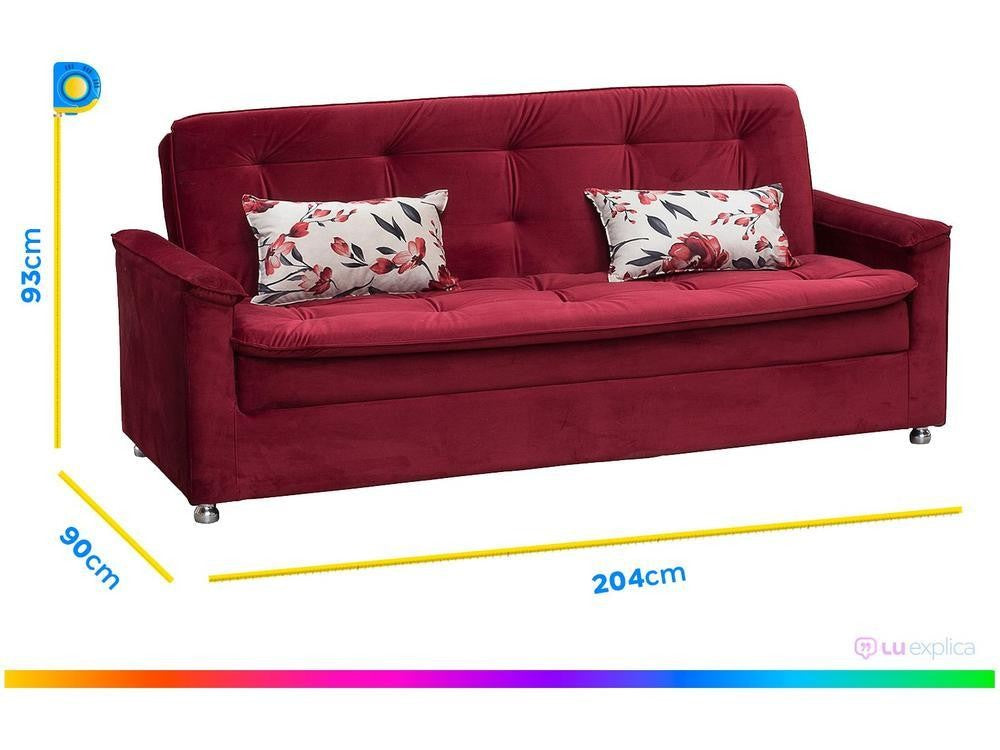 Sofá-cama Casal 3 Lugares Reclinável Veludo