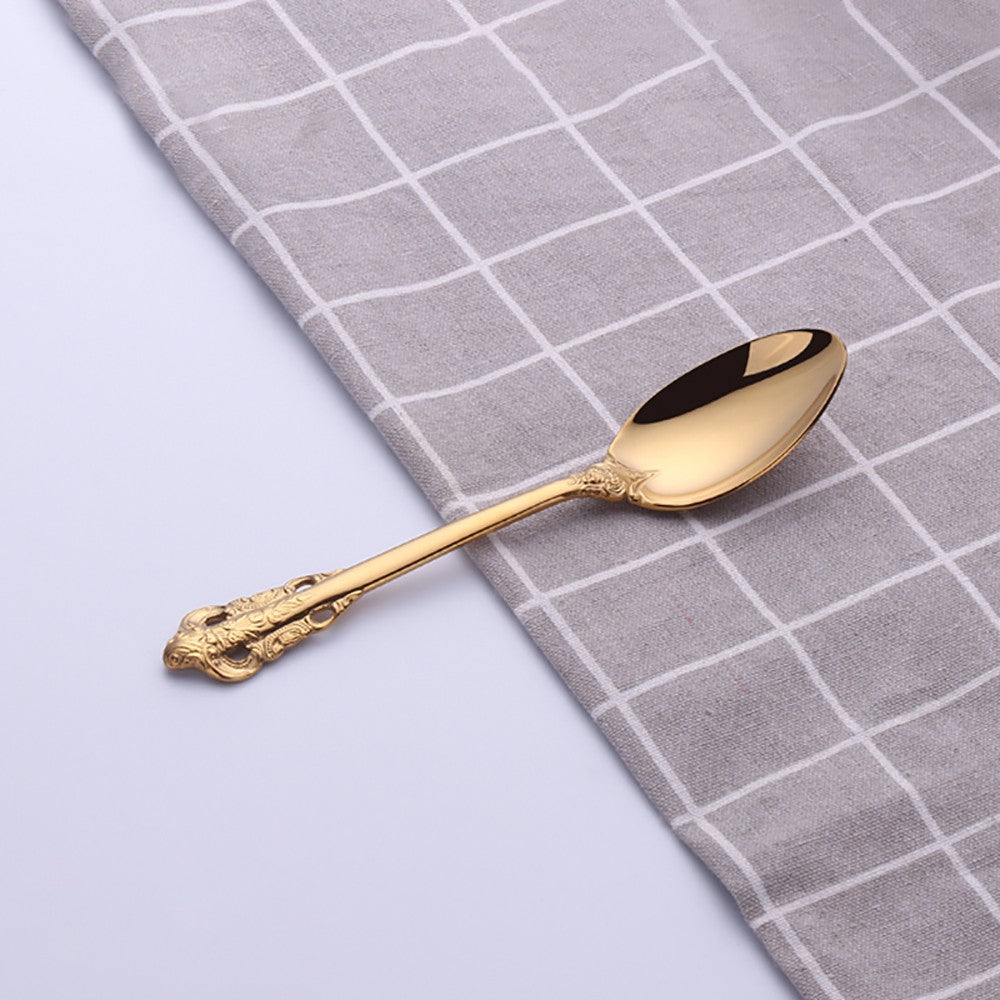 1 pçs conjunto de talheres de ouro luxo vintage ocidental talheres aço inoxidáve