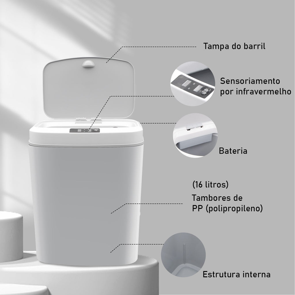 lixeira inteligente,lixeira sensor automático,lixeira banheiro,lixeira inteligen