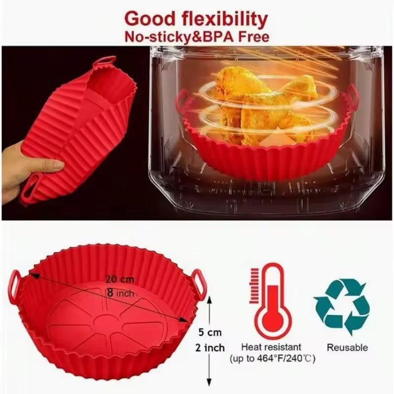 Cesto de Silicone Reutilizável para Airfryer, Bandeja de Silicone para Assar, Mo