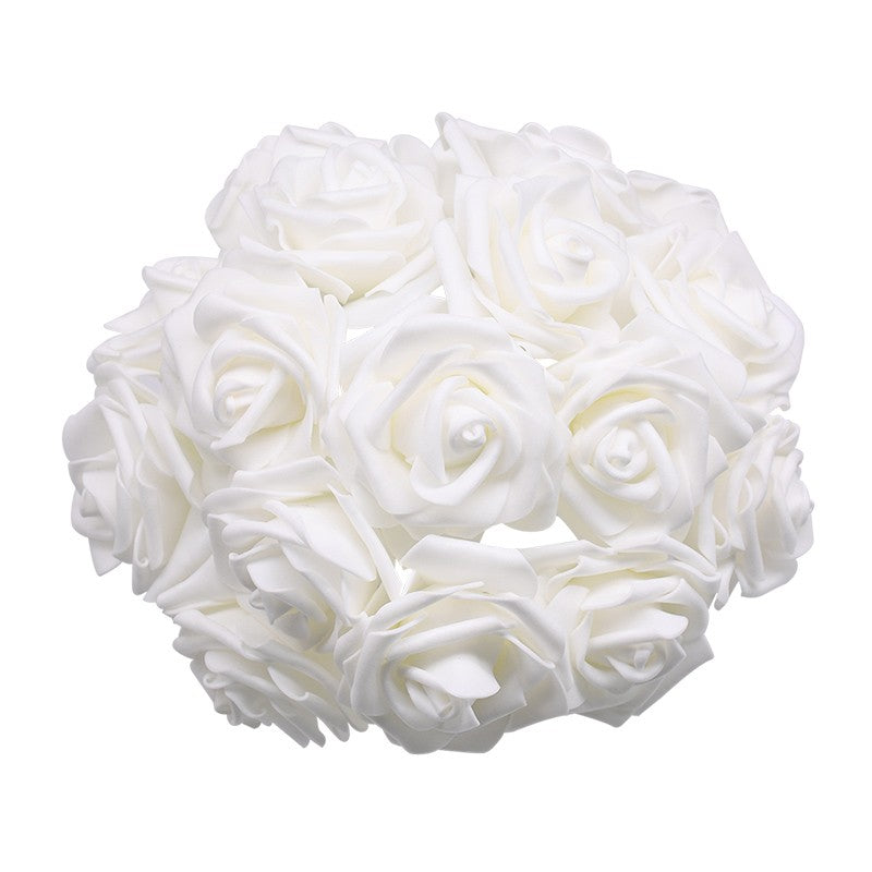 24 pçs 7cm branco rosa artificial pe espuma rosa flor decoração de casamento buq