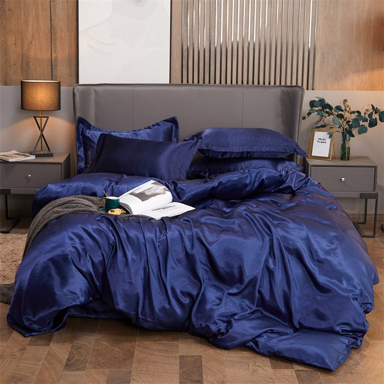 Conjunto de cama cor sólida luxo kit cama rayon cetim conjunto capa edredão gême