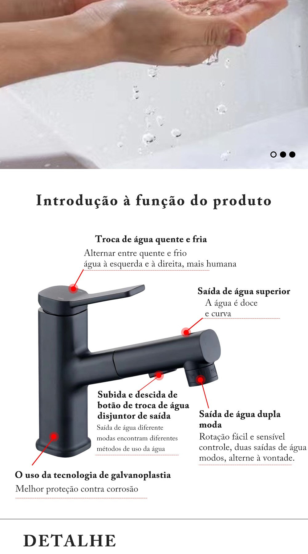 DQOK-torneira da bacia do banheiro pull-out, torneiras modernas do lavatório, to