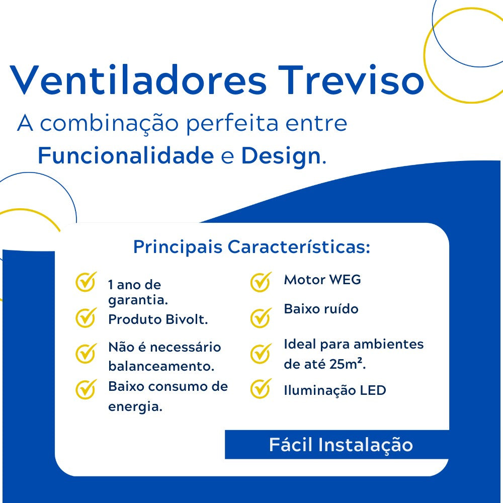 Ventilador de Teto Treviso Cromado Elegance LED Bivolt