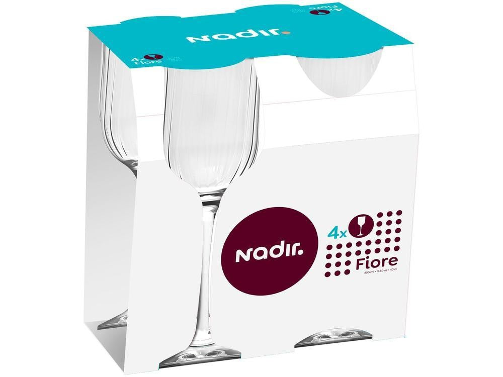 Jogo de Taças para Vinho de Vidro 400ml 4 peças Nadir Fiore