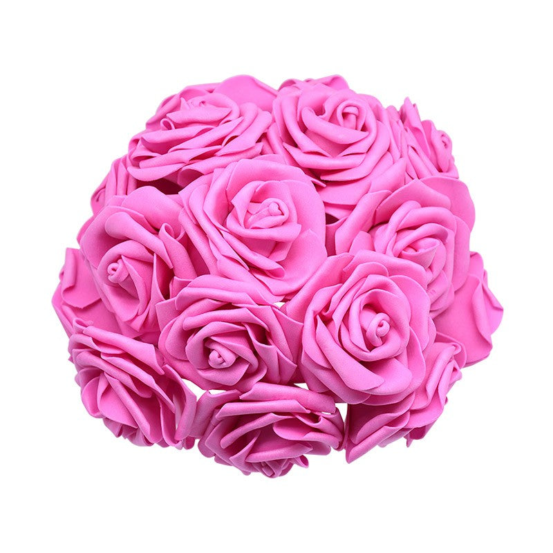 24 pçs 7cm branco rosa artificial pe espuma rosa flor decoração de casamento buq
