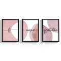Kit 3 Quadro Abstrato Moldura Vidro Frase Fé Amor e Gratidão