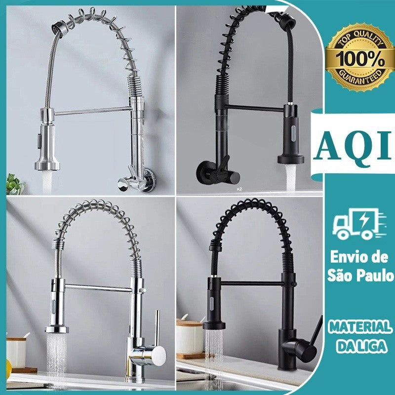 Torneira de Cozinha Gourmet Monocomando Premium, Pulverizador Removível, Instala
