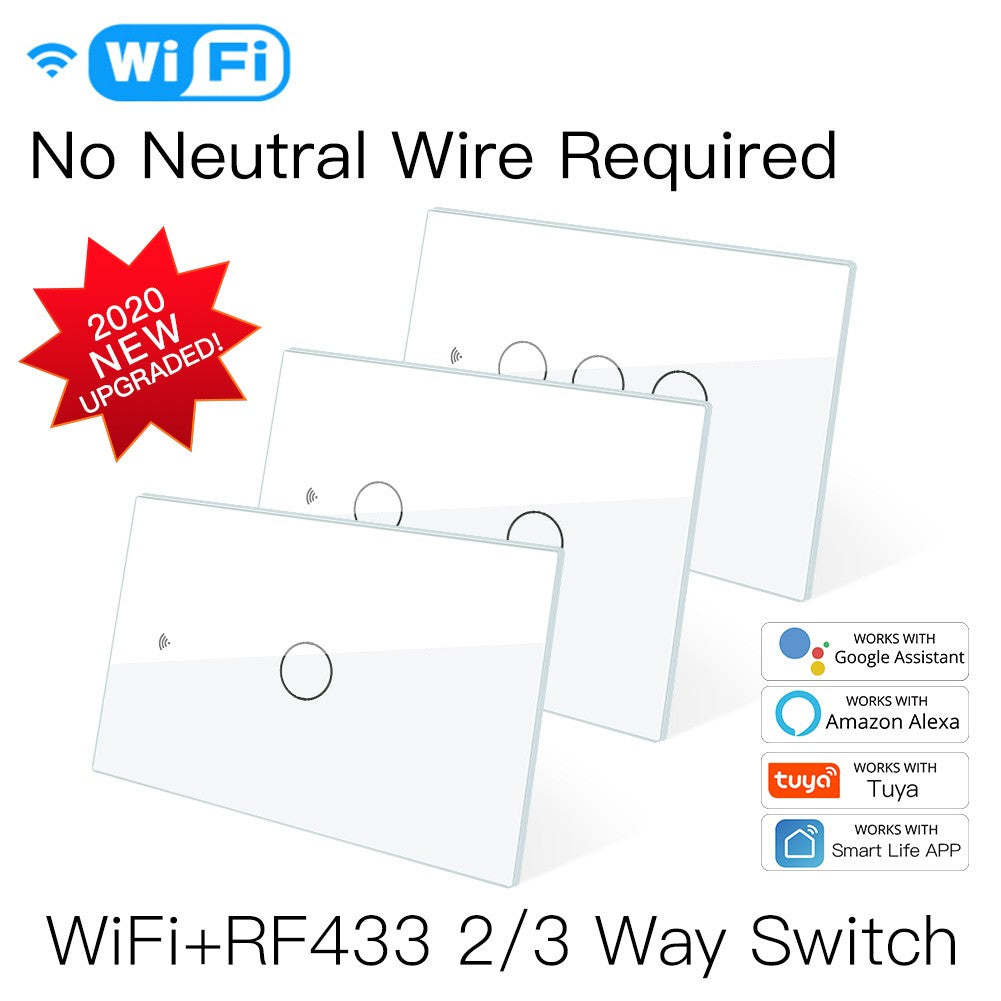 Novo interruptor de luz inteligente wi-fi rf433 sem fio neutro único fogo vida i