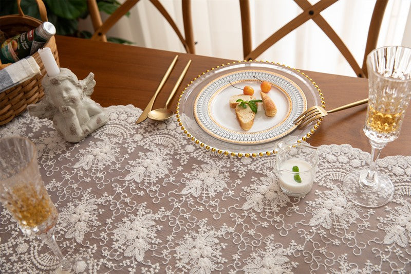 Toalha de mesa floral de renda vintage, toalha de mesa de renda, hotel, casa, bo