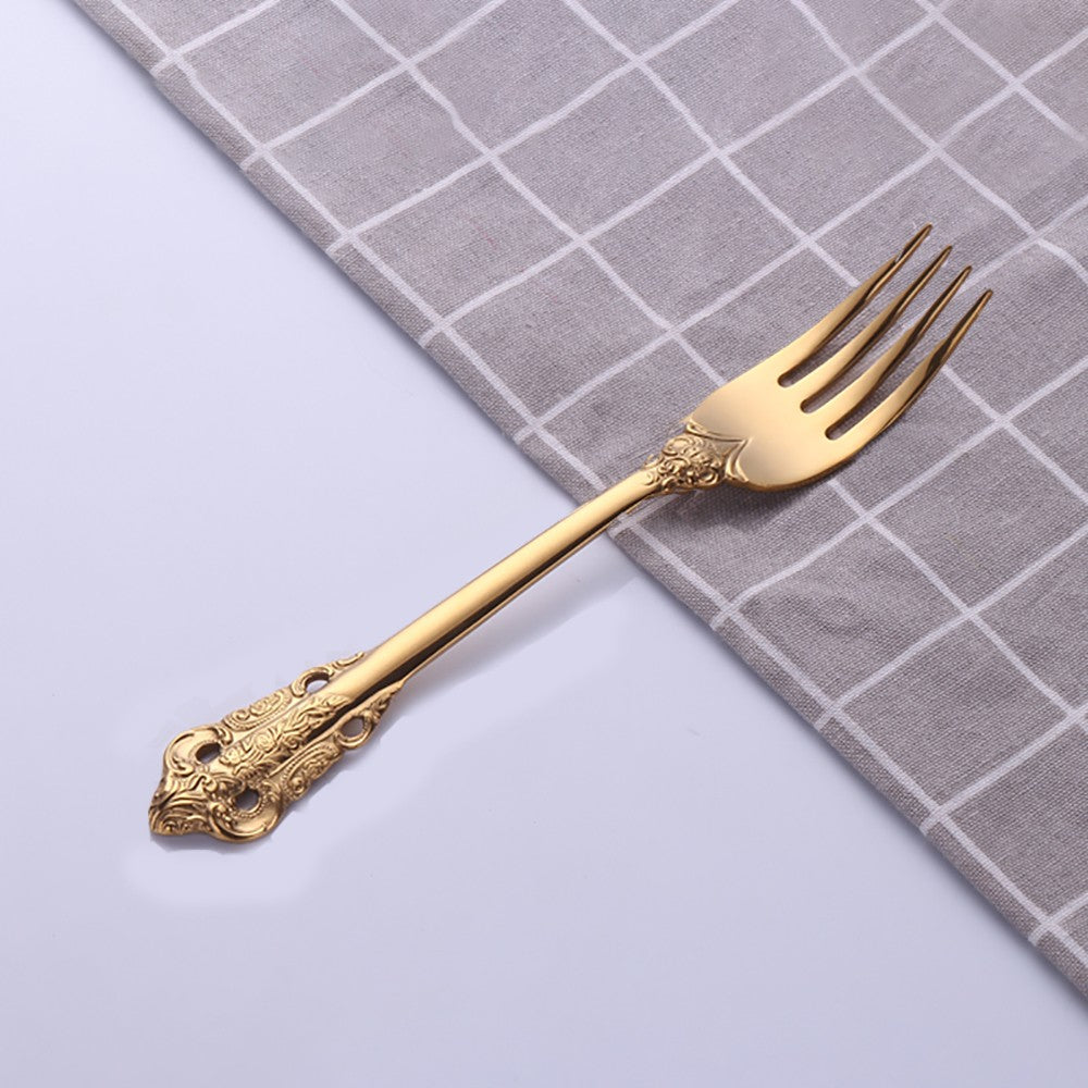 1 pçs conjunto de talheres de ouro luxo vintage ocidental talheres aço inoxidáve